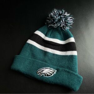 Kids Green and Black Pom-Pom Beanie